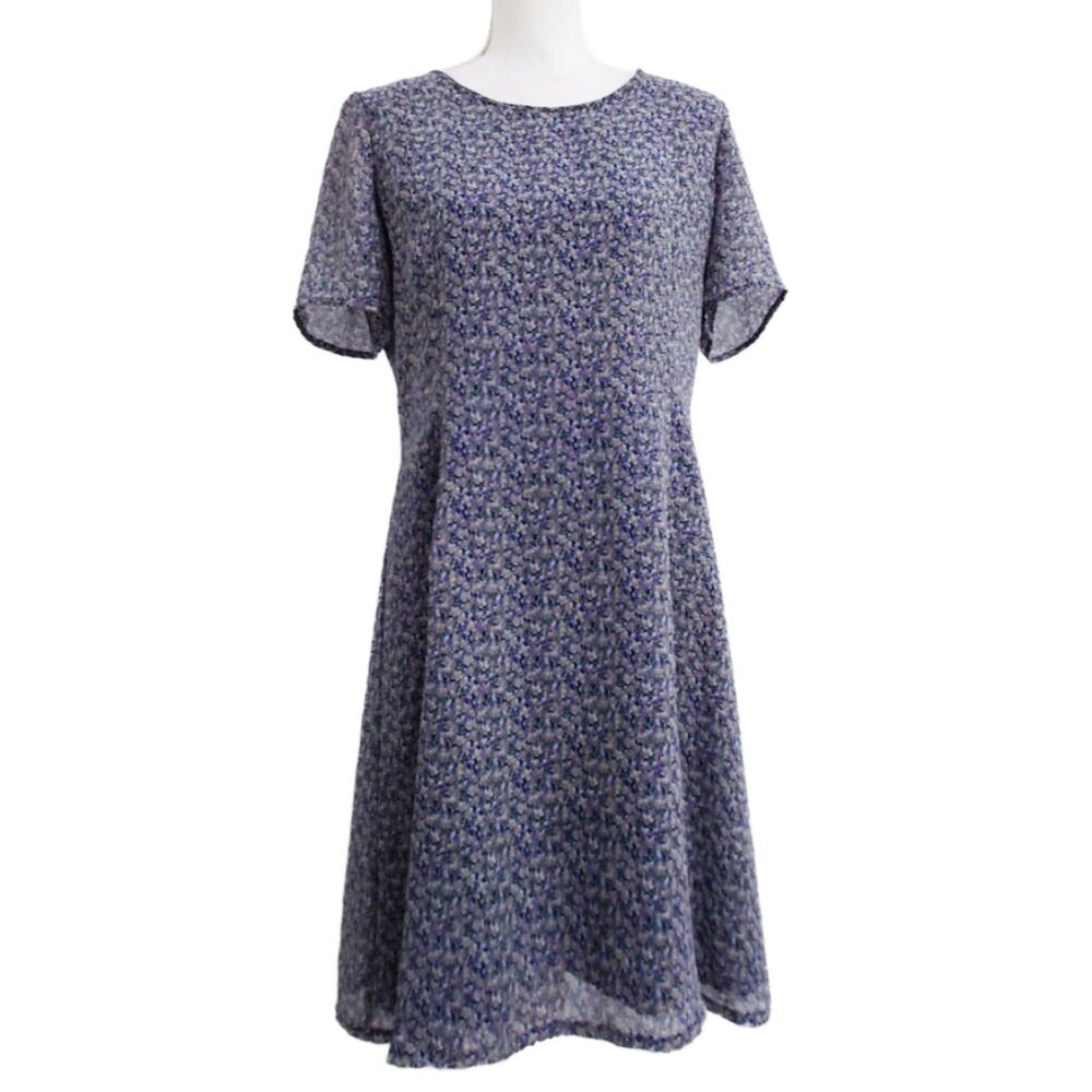 Vintage 1990s Laura Ashley Lavender Micro Floral Dress